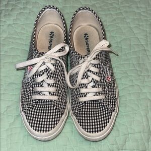 Superga 2750 Gingham Black and White Sneakers size 7.5 / 38.5
